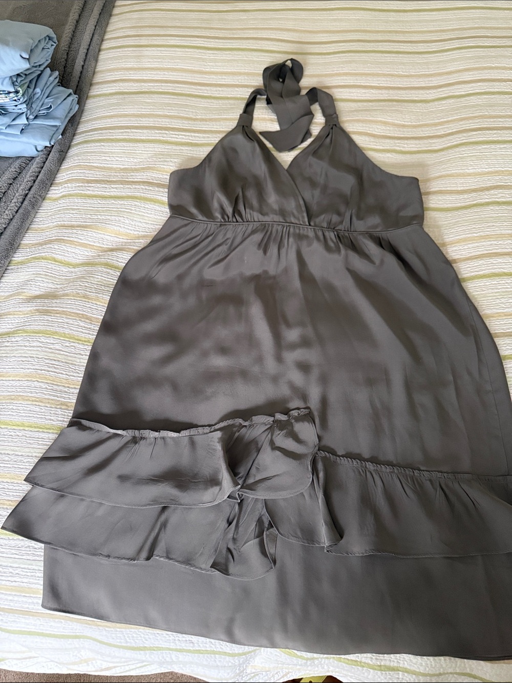 Women’s Silk Banana Republic Halter Ruffle Dress - Gray